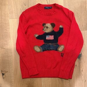 Polo by Ralph Lauren Red Bear Intarsia Crewneck Sweater
